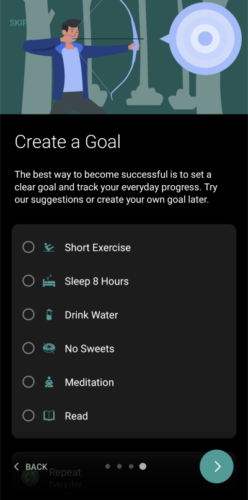Daylio App Screenshot of Goals You Can Create